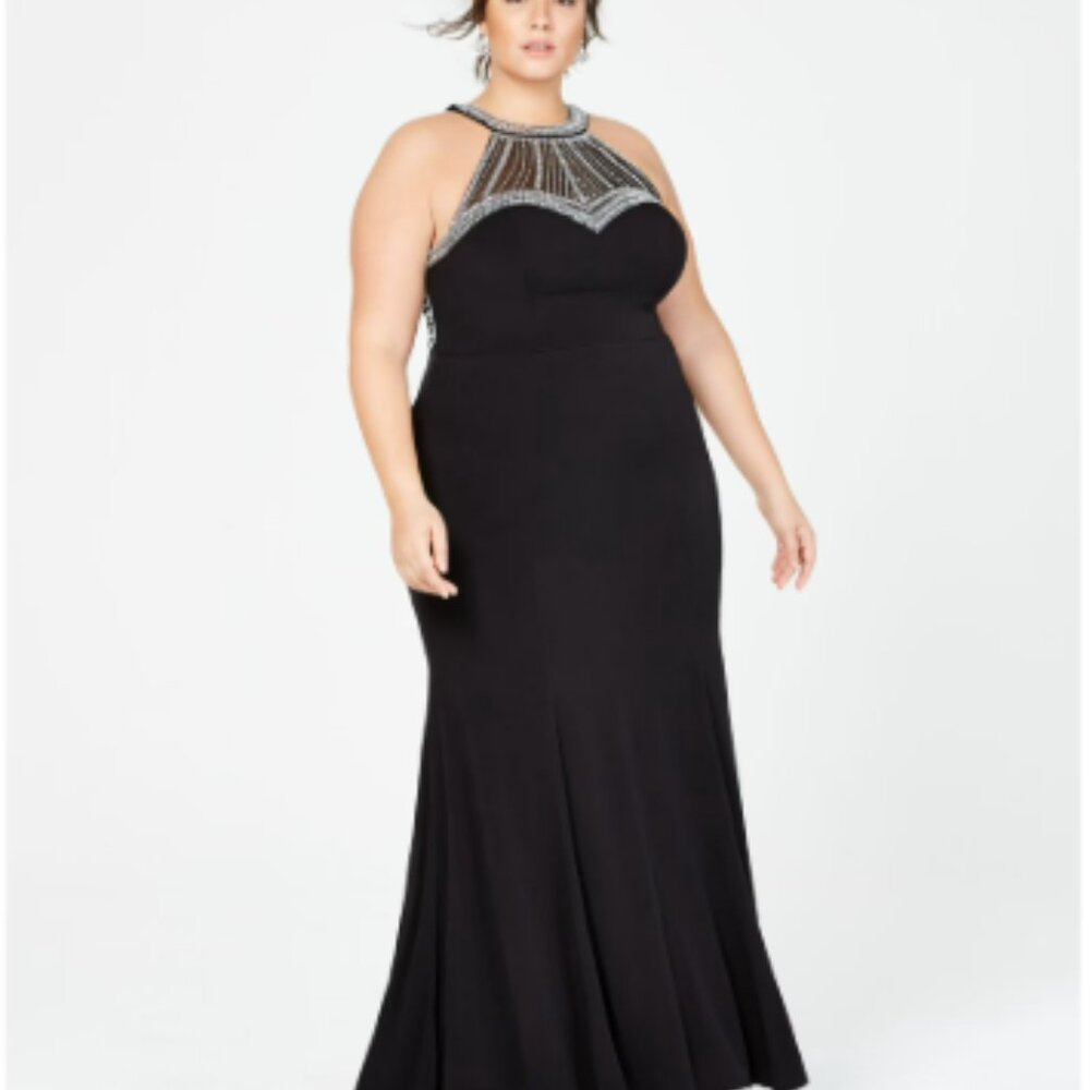 Black Embellished Halter Evening Gown – Say Yes to Prom